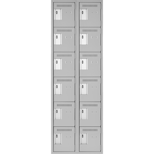 Clean Line Lockerettes, 6 -tier, Bank of 2, 24" x 18" x 72", Steel, Grey, Rivet (Assembled) Stor-it Systems