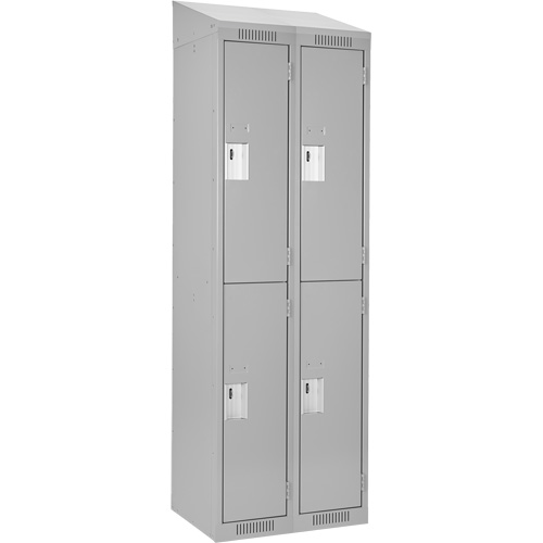 Clean Line Lockers, 2 -tier, Bank of 2, 24" x 18" x 78", Steel, Grey, Rivet (Assembled) Stor-it Systems