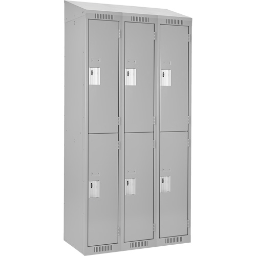 Clean Line Lockers, 2 -tier, Bank of 3, 36" x 18" x 78", Steel, Grey, Rivet (Assembled) Stor-it Systems
