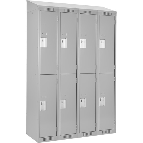 Clean Line Lockers, 2 -tier, Bank of 4, 48" x 18" x 78", Steel, Grey, Rivet (Assembled) Stor-it Systems