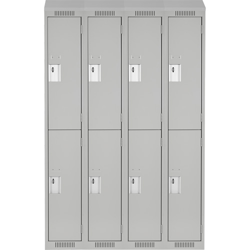Clean Line Lockers, 2 -tier, Bank of 4, 48" x 18" x 78", Steel, Grey, Rivet (Assembled) Stor-it Systems