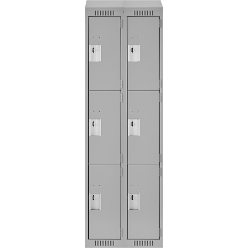 Clean Line Lockers, 3 -tier, Bank of 2, 24" x 18" x 78", Steel, Grey, Rivet (Assembled) Stor-it Systems