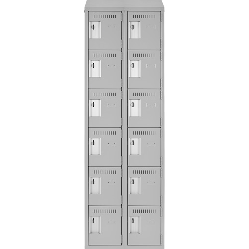 Clean Line Lockerette , 6 -tier, Bank of 2, 24" x 18" x 78", Steel, Grey, Rivet (Assembled) Stor-it Systems