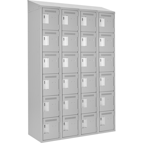 Clean Line Lockerette , 6 -tier, Bank of 4, 48" x 18" x 78", Steel, Grey, Rivet (Assembled) Stor-it Systems