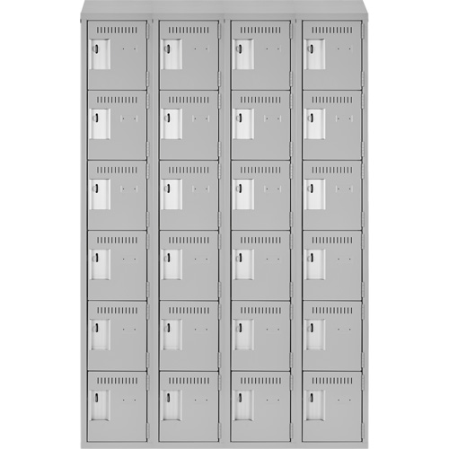 Clean Line Lockerette , 6 -tier, Bank of 4, 48" x 18" x 78", Steel, Grey, Rivet (Assembled) Stor-it Systems