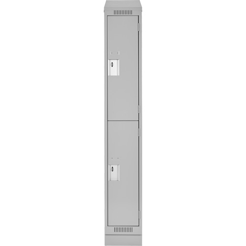 Clean Line Lockers, 2 -tier, 12" x 18" x 82", Steel, Grey, Rivet (Assembled) Stor-it Systems