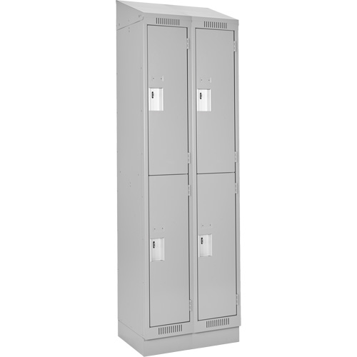 Clean Line Lockers, 2 -tier, Bank of 2, 24" x 18" x 82", Steel, Grey, Rivet (Assembled) Stor-it Systems