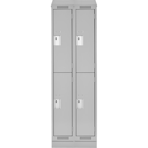 Clean Line Lockers, 2 -tier, Bank of 2, 24" x 18" x 82", Steel, Grey, Rivet (Assembled) Stor-it Systems