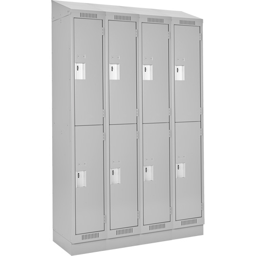 Clean Line Lockers, 2 -tier, Bank of 4, 48" x 18" x 82", Steel, Grey, Rivet (Assembled) Stor-it Systems