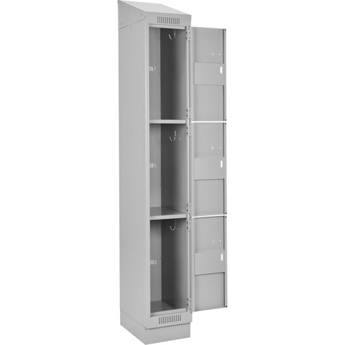 Clean Line Lockers, 3 -tier, Bank of 3, 36" x 18" x 82", Steel, Grey, Rivet (Assembled) Stor-it Systems
