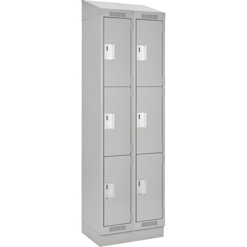 Clean Line Lockers, 3 -tier, Bank of 2, 24" x 18" x 82", Steel, Grey, Rivet (Assembled) Stor-it Systems