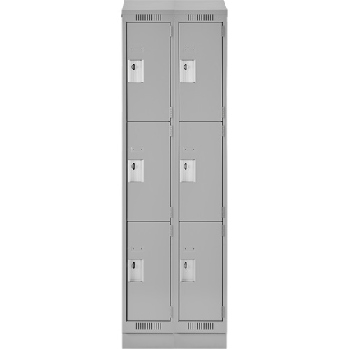 Clean Line Lockers, 3 -tier, Bank of 2, 24" x 18" x 82", Steel, Grey, Rivet (Assembled) Stor-it Systems