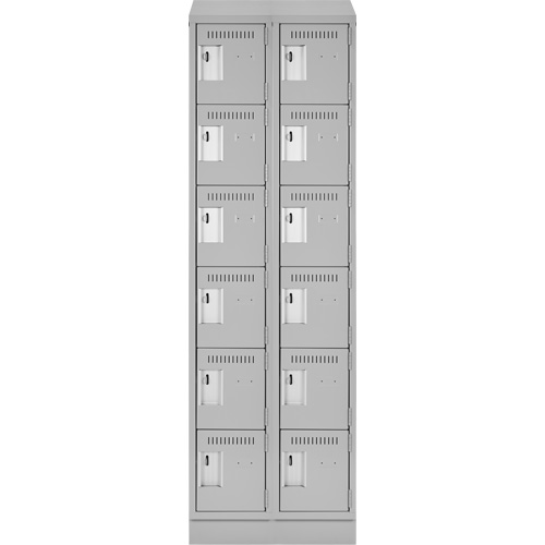 Clean Line Lockerette, 6 -tier, Bank of 2, 24" x 18" x 82", Steel, Grey, Rivet (Assembled) Stor-it Systems