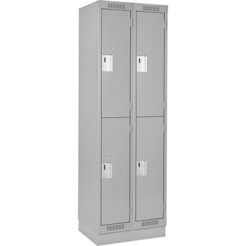 Clean Line Lockers, 2 -tier, Bank of 2, 24" x 18" x 76", Steel, Grey, Rivet (Assembled) Stor-it Systems