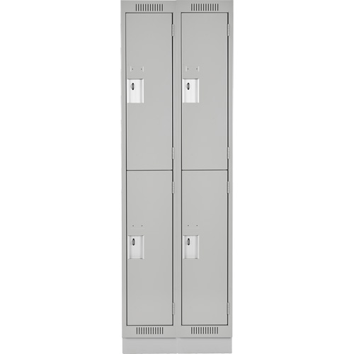 Clean Line Lockers, 2 -tier, Bank of 2, 24" x 18" x 76", Steel, Grey, Rivet (Assembled) Stor-it Systems