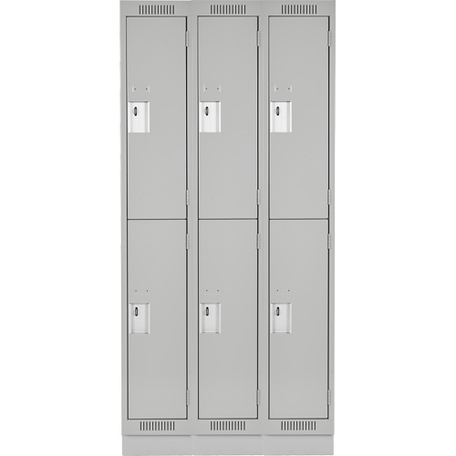 Clean Line Lockers, 2 -tier, Bank of 3, 36" x 18" x 76", Steel, Grey, Rivet (Assembled) Stor-it Systems