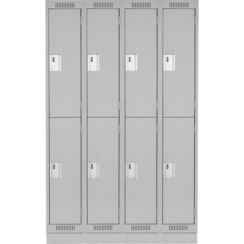 Clean Line Lockers, 2 -tier, Bank of 4, 48" x 18" x 76", Steel, Grey, Rivet (Assembled) Stor-it Systems
