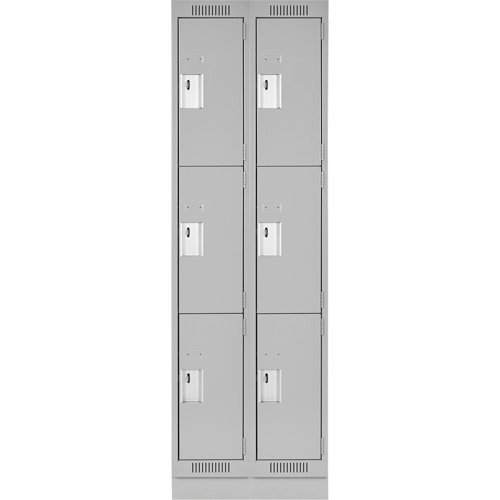 Clean Line Lockers, 3 -tier, Bank of 2, 24" x 18" x 76", Steel, Grey, Rivet (Assembled) Stor-it Systems