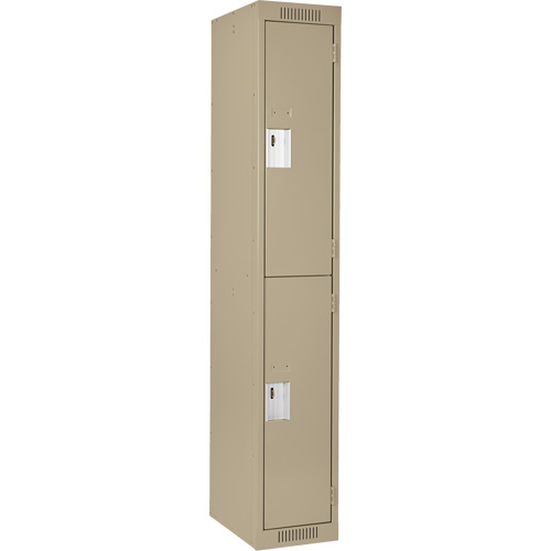 Clean Line Lockers, 2 -tier, 12" x 18" x 72", Steel, Beige, Rivet (Assembled) Stor-it Systems