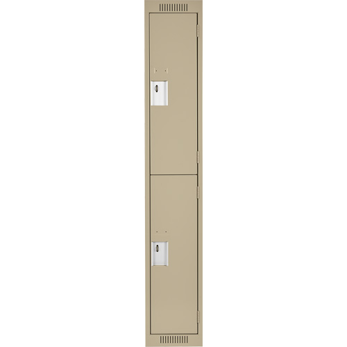 Clean Line Lockers, 2 -tier, 12" x 18" x 72", Steel, Beige, Rivet (Assembled) Stor-it Systems