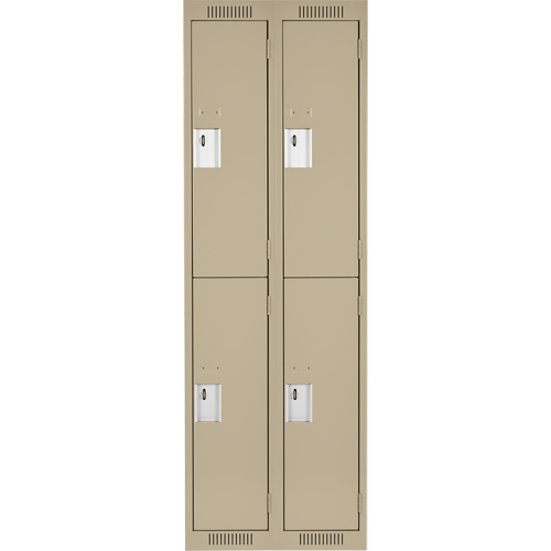 Casiers Clean Line, 2 niveaux, Bloc de 2, 24" x 18" x 72", Acier, Beige, Rivet (assembl&eacute;) Stor-it Systems