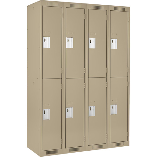 Clean Line Lockers, 2 -tier, Bank of 4, 48" x 18" x 72", Steel, Beige, Rivet (Assembled) Stor-it Systems