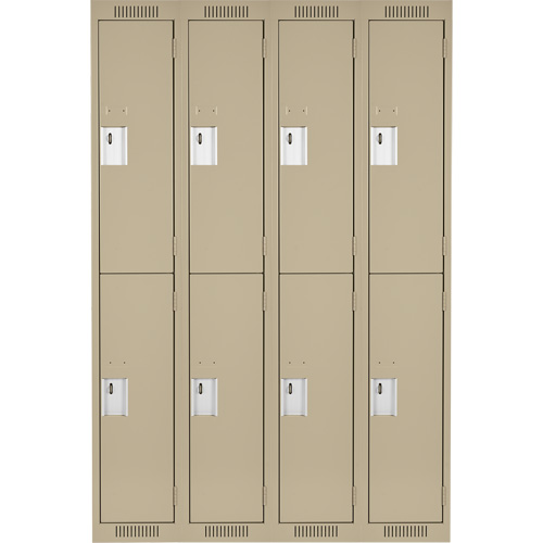Clean Line Lockers, 2 -tier, Bank of 4, 48" x 18" x 72", Steel, Beige, Rivet (Assembled) Stor-it Systems