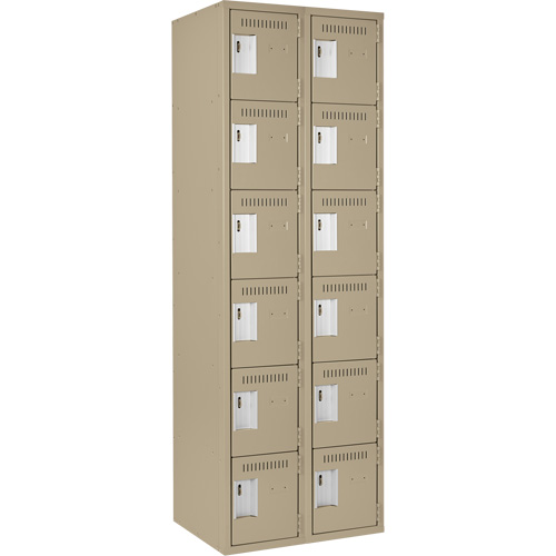 Petits casiers Clean Line, 6 niveaux, Bloc de 2, 24" x 18" x 72", Acier, Beige, Rivet (assembl&eacute;) Stor-it Systems