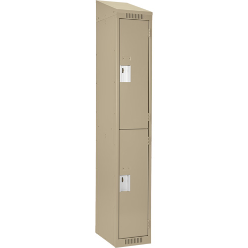 Clean Line Lockers, 2 -tier, 12" x 18" x 78", Steel, Beige, Rivet (Assembled) Stor-it Systems