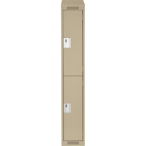 Clean Line Lockers, 2 -tier, 12" x 18" x 78", Steel, Beige, Rivet (Assembled) Stor-it Systems