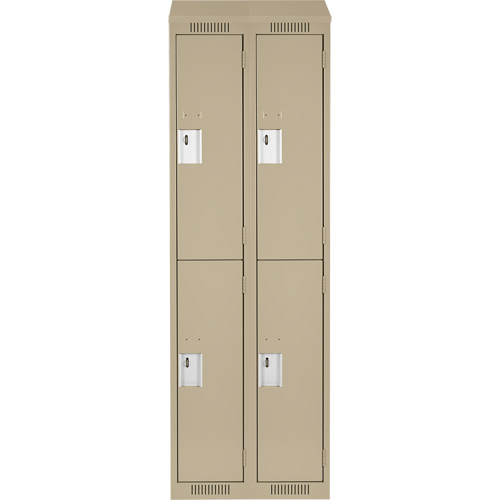 Clean Line Lockers, 2 -tier, Bank of 2, 24" x 18" x 78", Steel, Beige, Rivet (Assembled) Stor-it Systems