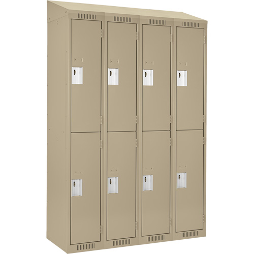 Clean Line Lockers, 2 -tier, Bank of 4, 48" x 18" x 78", Steel, Beige, Rivet (Assembled) Stor-it Systems