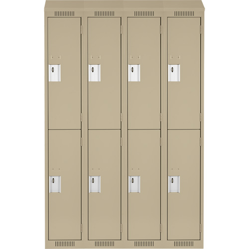 Clean Line Lockers, 2 -tier, Bank of 4, 48" x 18" x 78", Steel, Beige, Rivet (Assembled) Stor-it Systems