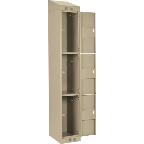 Clean Line Lockers, 3 -tier, Bank of 4, 48" x 18" x 78", Steel, Beige, Rivet (Assembled) Stor-it Systems