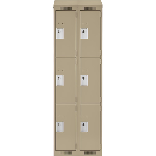 Clean Line Lockers, 3 -tier, Bank of 2, 24" x 18" x 78", Steel, Beige, Rivet (Assembled) Stor-it Systems