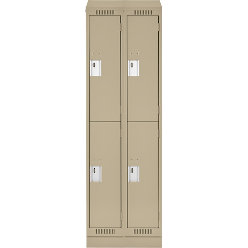 Clean Line Lockers, 2 -tier, Bank of 2, 24" x 18" x 82", Steel, Beige, Rivet (Assembled) Stor-it Systems