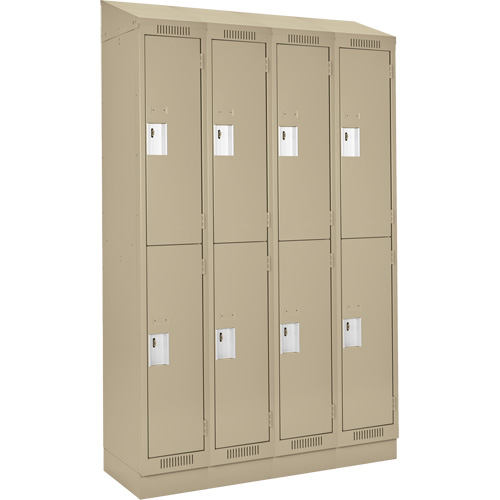 Clean Line Lockers, 2 -tier, Bank of 4, 48" x 18" x 82", Steel, Beige, Rivet (Assembled) Stor-it Systems