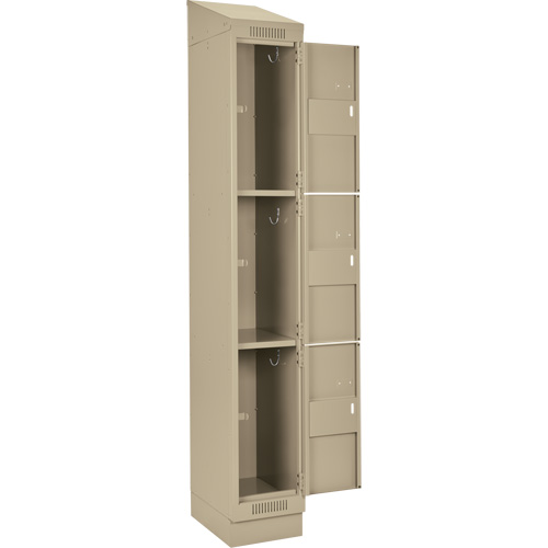 Clean Line Lockers, 3 -tier, Bank of 4, 48" x 18" x 82", Steel, Beige, Rivet (Assembled) Stor-it Systems