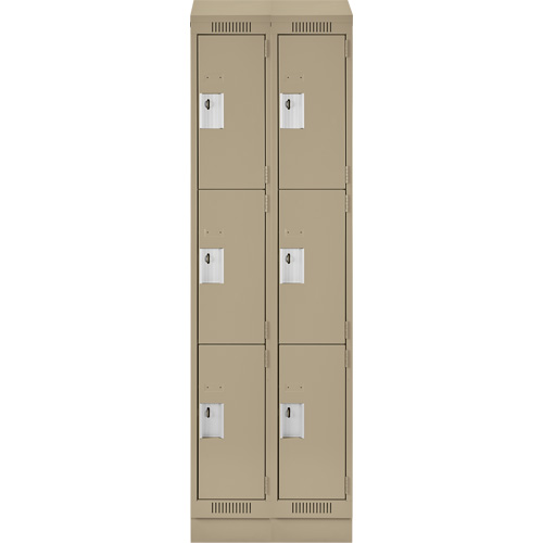 Casiers Clean Line, 3 niveaux, Bloc de 2, 24" x 18" x 82", Acier, Beige, Rivet (assembl&eacute;) Stor-it Systems