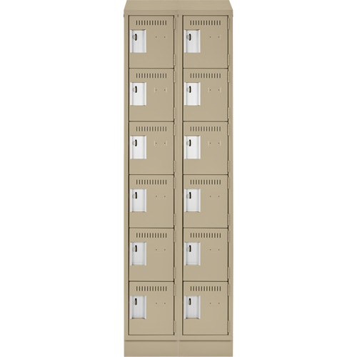 Clean Line Lockerette , 6 -tier, Bank of 2, 24" x 18" x 82", Steel, Beige, Rivet (Assembled) Stor-it Systems