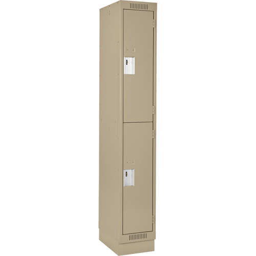 Clean Line Lockers, 2 -tier, 12" x 18" x 76", Steel, Beige, Rivet (Assembled) Stor-it Systems