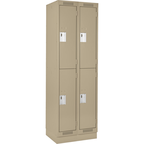 Clean Line Lockers, 2 -tier, Bank of 2, 24" x 18" x 76", Steel, Beige, Rivet (Assembled) Stor-it Systems