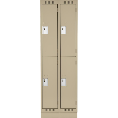 Clean Line Lockers, 2 -tier, Bank of 2, 24" x 18" x 76", Steel, Beige, Rivet (Assembled) Stor-it Systems