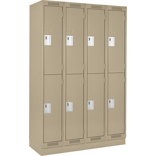 Clean Line Lockers, 2 -tier, Bank of 4, 48" x 18" x 76", Steel, Beige, Rivet (Assembled) Stor-it Systems