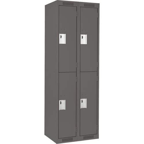 Clean Line Lockers, 2 -tier, Bank of 2, 24" x 18" x 72", Steel, Charcoal, Rivet (Assembled) Stor-it Systems