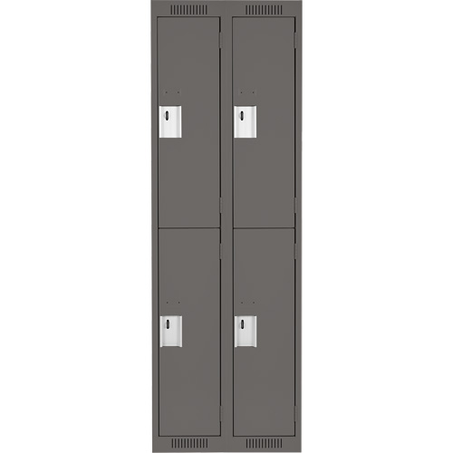 Clean Line Lockers, 2 -tier, Bank of 2, 24" x 18" x 72", Steel, Charcoal, Rivet (Assembled) Stor-it Systems