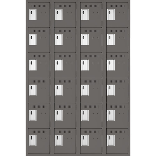 Petits casiers Clean Line, 6 niveaux, Bloc de 4, 48" x 18" x 72", Acier, Charbon, Rivet (assembl&eacute;) Stor-it Systems