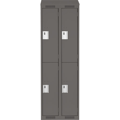 Clean Line Lockers, 2 -tier, Bank of 2, 24" x 18" x 78", Steel, Charcoal, Rivet (Assembled) Stor-it Systems