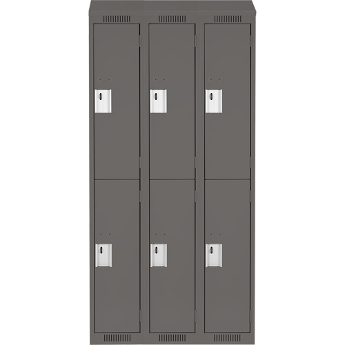 Clean Line Lockers, 2 -tier, Bank of 3, 36" x 18" x 78", Steel, Charcoal, Rivet (Assembled) Stor-it Systems
