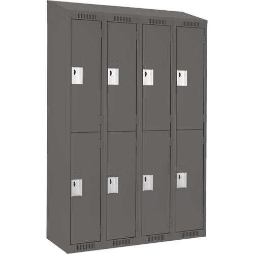Clean Line Lockers, 2 -tier, Bank of 4, 48" x 18" x 78", Steel, Charcoal, Rivet (Assembled) Stor-it Systems